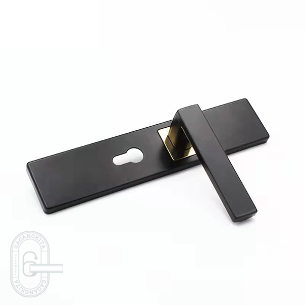 Gagang Pintu 1 set siap pasang, Gaya Minimalis Handle Lock Door Bedroom Living Room Restroom Handel Premium Pintu Utama Warna hitam emas