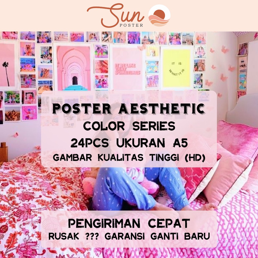 Poster Aesthetic Color Series Dekorasi Dinding Kamar Tidur Aesthetic Stiker Sticker Dinding Aestheti