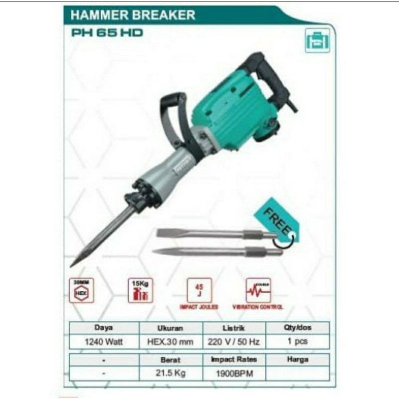 Jack hammer NRT PRO PH65 Jack drill penghancur beton hammer demolition