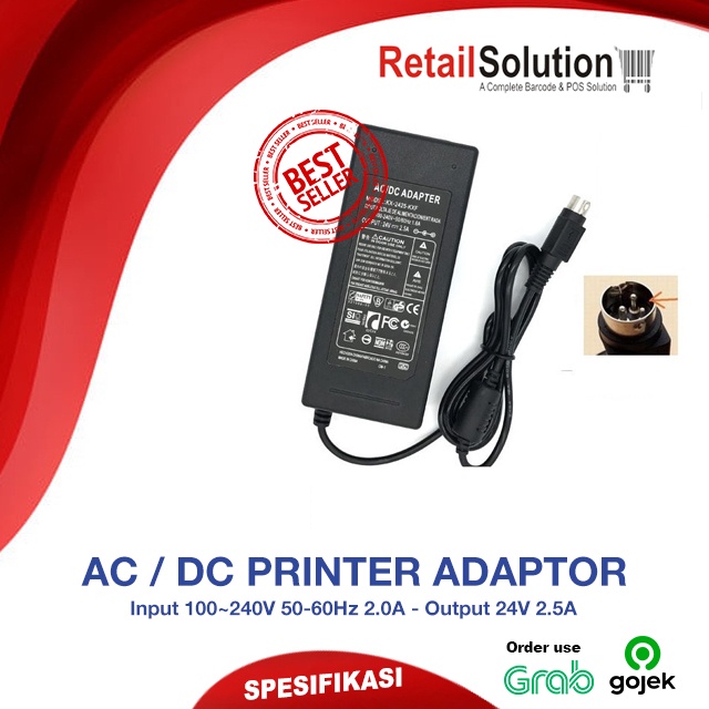 Power Supply Adaptor Adapter 24V 2.5A 2.5 Ampere - Printer Xprinter