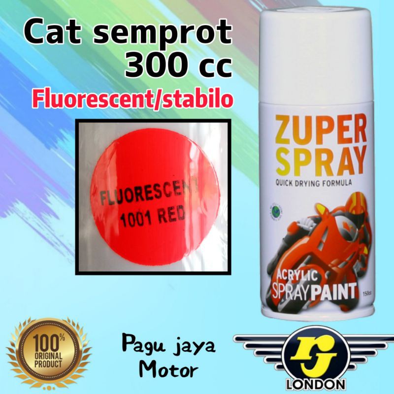 rj london 300cc fluorescent red merah stabilo zuper spray cat semprot pilox pilok spray paint