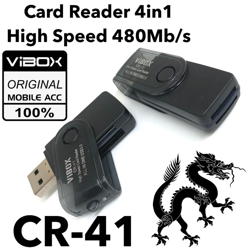 New cardreader vibox 4in1 full black dragon speed multy series support memory up to 512GB Promo Sen