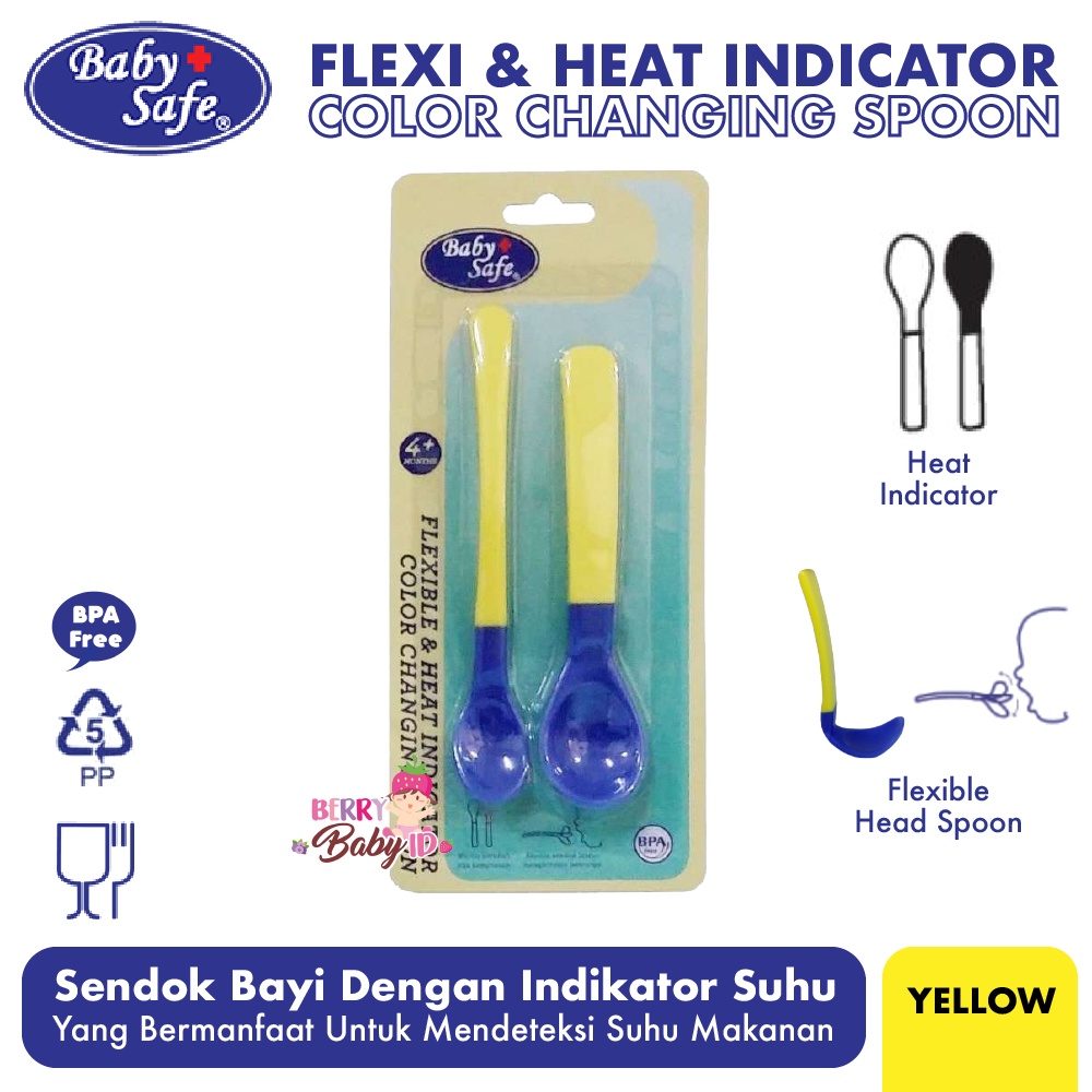 Baby Safe Flexible &amp; Heat Indicator Spoon - Sendok Bayi Fleksibel &amp; Sensor Panas BBS001 Berry Mart