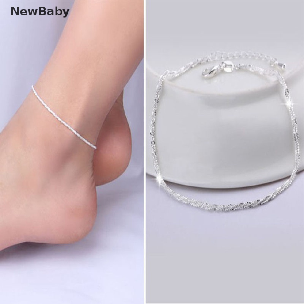 Newbaby Gelang Kaki Tali Rami Lapis Silver 925 Untuk Wanita