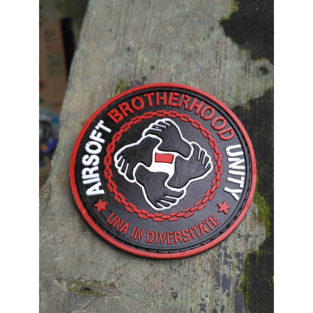 perekat karet patch rubber perekat karet airsoft brotherhood unity bulat merah