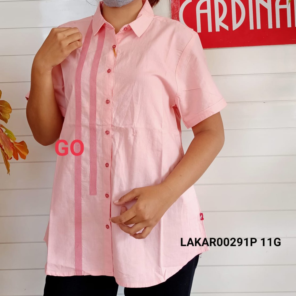 gof CARDINAL GIRL KEMEJA Pakaian Wanita Atasan Kemeja Hem Casual Santai Original Lengan Pendek Bagus