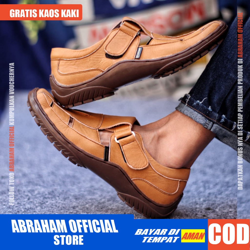 ABRHM DRAKEN Sepatu Slip On Pria Sepatu Pria Casual Kulit Asli Sepatu Casual Pria Ori Cowo / Cowok Sepatu Kasual Slop Anti Slip Semi Formal Kerja Kuliah Gaya Santai Keren Kekinian Original Murah Terlaris