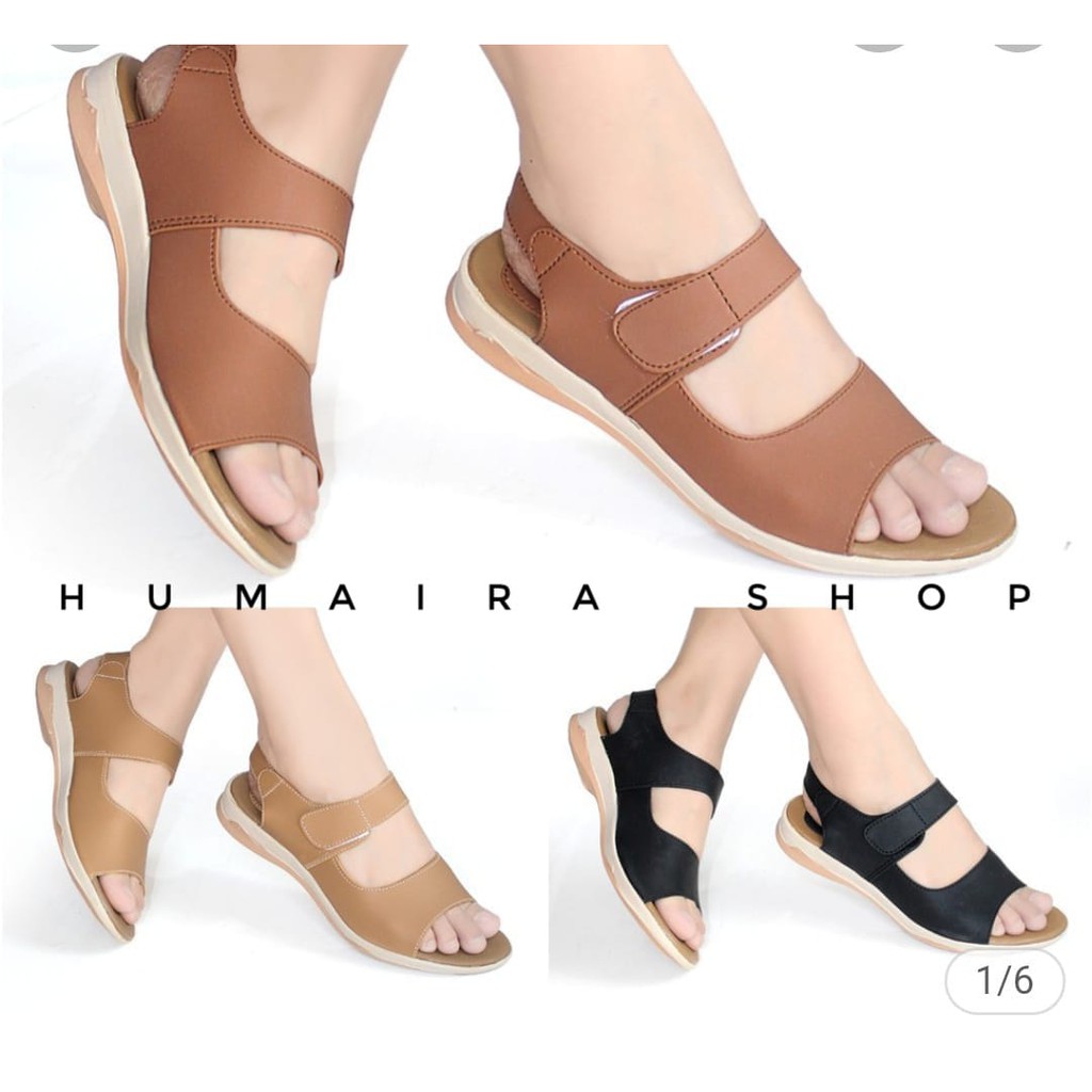 katerina abe 01 sandal wanita model angkle straps   sandal wedges model tali belakang katerina kolek