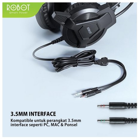 Robot RH-P10 / RHP10 Headset Headphone Gaming Komputer PC Laptop 3.5mm + Mic free splitter Y
