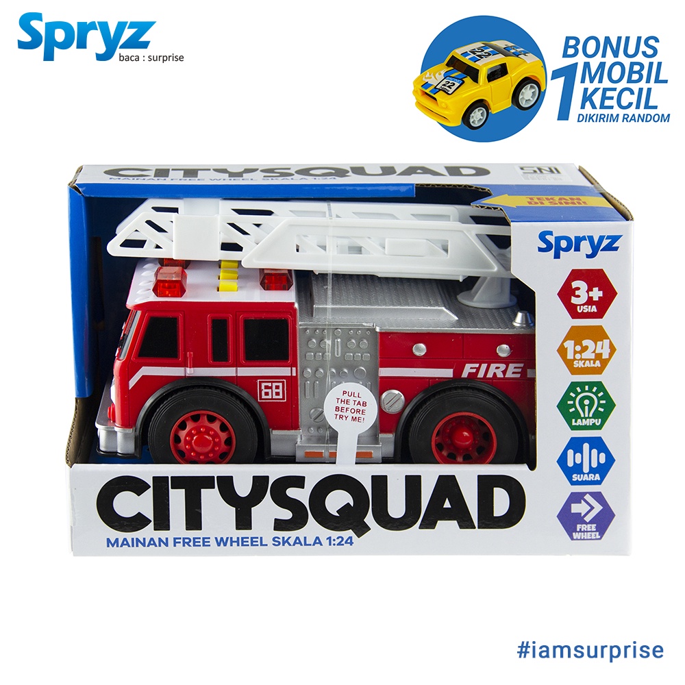 Spryz Citysquad BARU 1:24 Mobil Ambulan-Pemadam-Polisi-SWAT-Bis Sekolah-Bis Kota-Helikopter