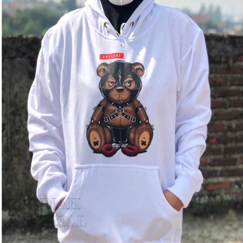 Hoodie Sweater Terbaru Motif Scream Bearr Bahan Pleace Gaya Ala Korea