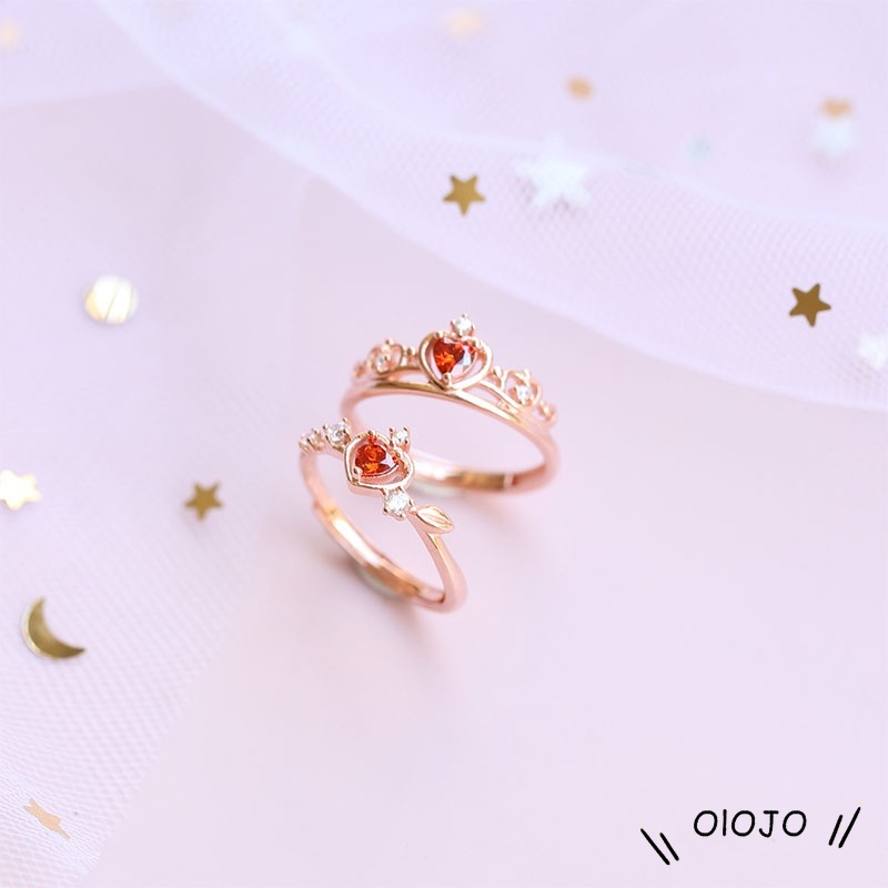 Cincin Fashion Korea Titanium Cincin Mahkota Pernikahan Emas Dan Perak Wanita - ol