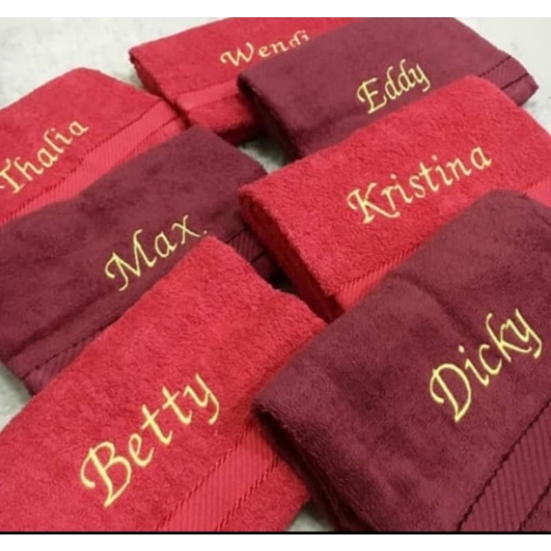 Handuk Custom Bordir Nama 50x100 cm / Gathering/ Ultah/ Syukuran/ Hampers