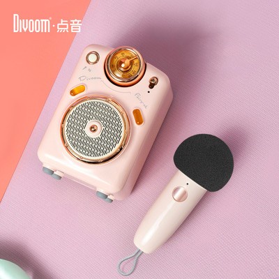 Divoom Fairy - Speaker Multifungsi dengan Mikrofon CP, Subwoofer Cerda - Merah Muda