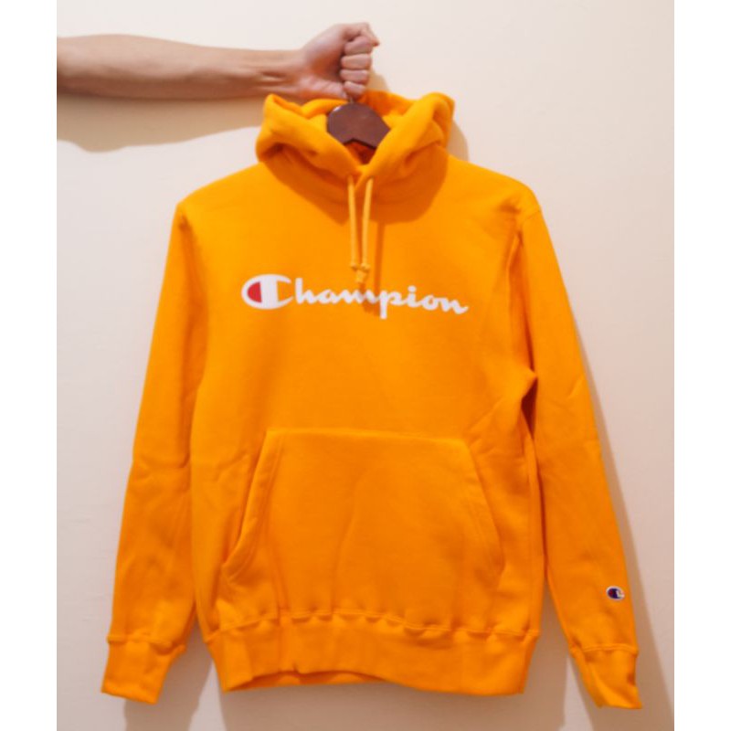 HOODIE CHAMPION SCRIPT ORIGINAL JAPAN MARKET WARNA KUNING