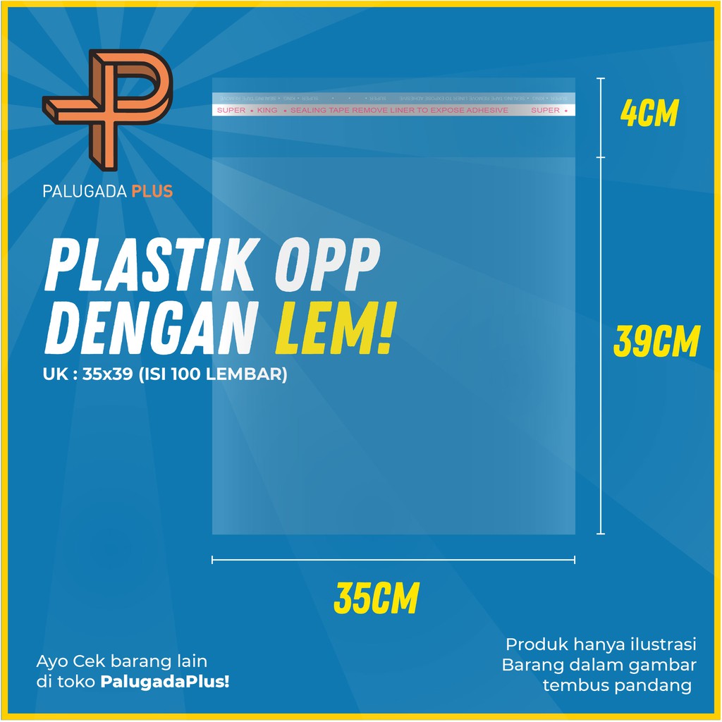 

PLASTIK OPP LEM UK 35x39cm +4cm (LEM) 1pack isi 100