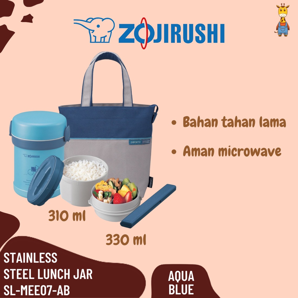 Zojirushi Stainless Steel Lunch Jar SL-MEE07-AB - Termos Makanan 2 Susun