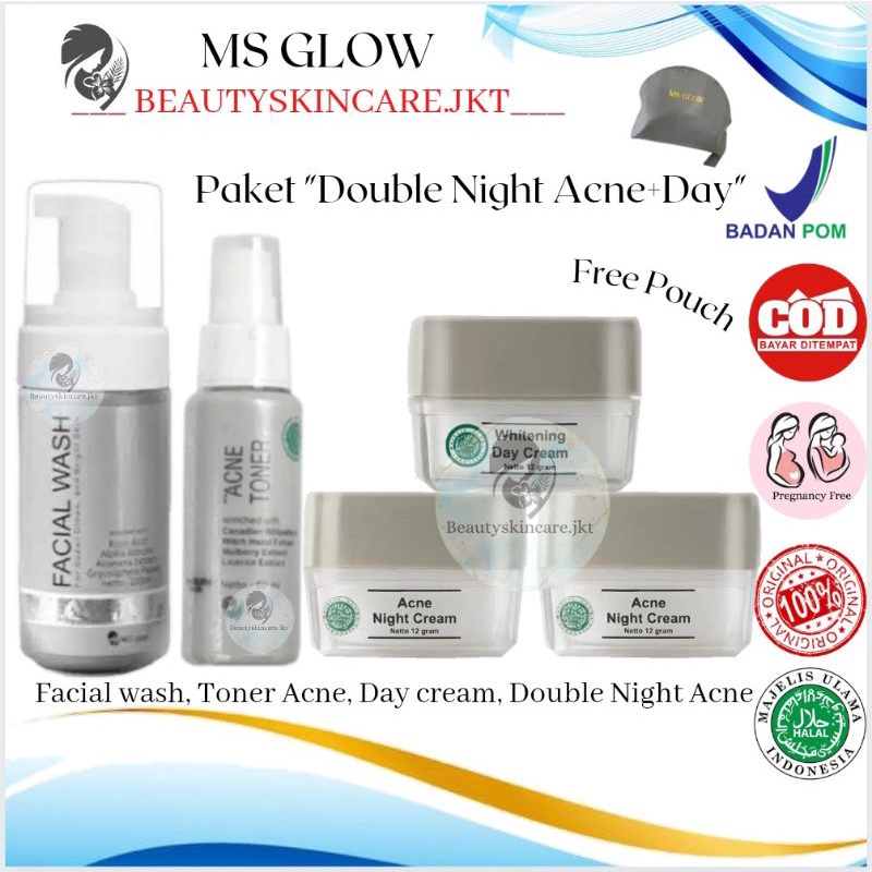 MS GLOW PAKET WAJAH DOUBLE NIGHT / PAKET WAJAH DOUBLE NIGHT MS GLOW