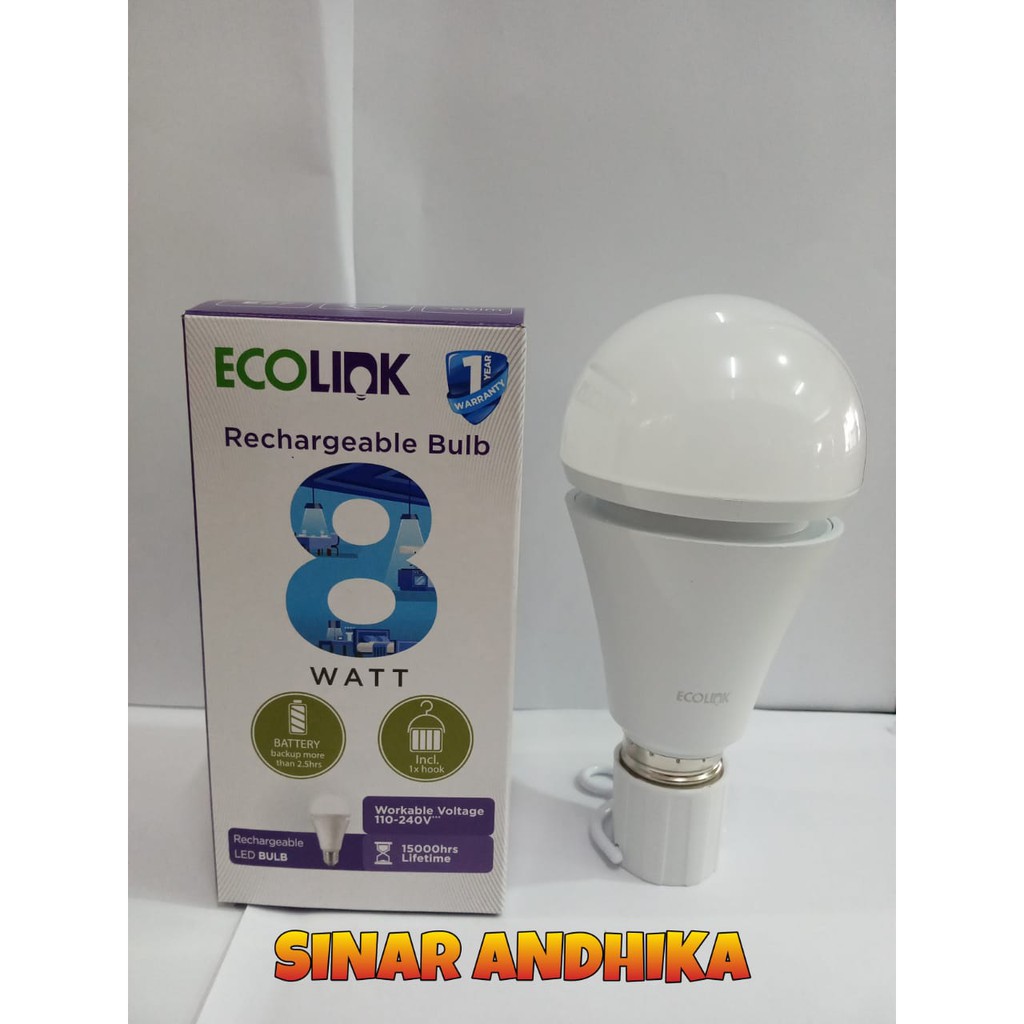 LAMPU LED RECHARGEABLE BULB ECOLINK 8 WATT