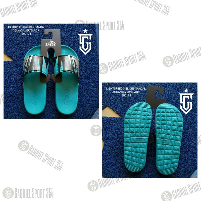 Sandal Specs Lightspeed 3 Slides Sandal Aqua Silver Black [ 800104 ]