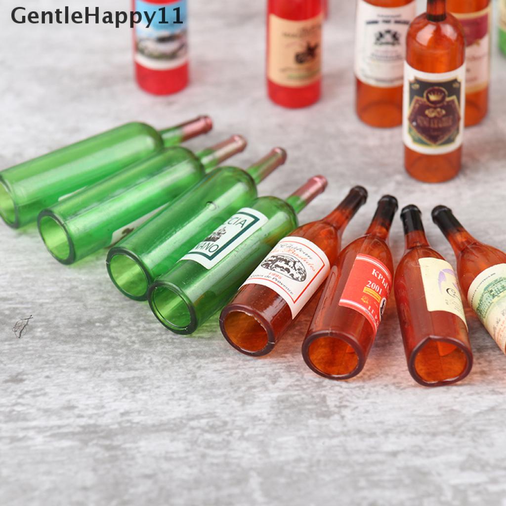 Gentlehappy 4pcs / Set Mainan Miniatur Botol Wine Merah Aksen Hollow Untuk Aksesoris Rumah Boneka