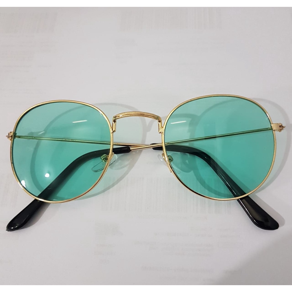 Kacamata Wanita Lensa Rangka Transparan Retro Vintage Metal Frame Eyeglasses-GOLD HIJAU