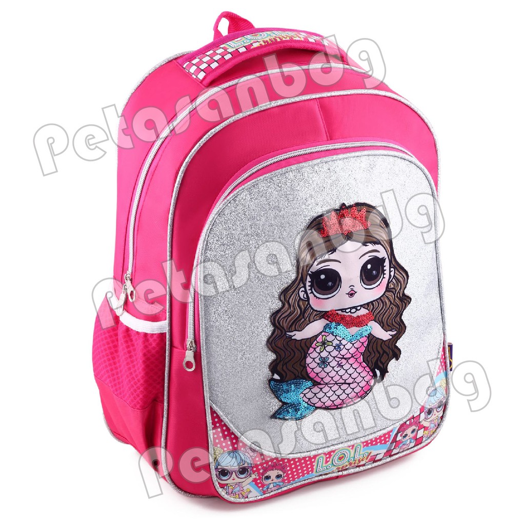 PTS - Ransel Sekolah Anak SD Perempuan Karakter LOL SURPRISE - Ransel Glitter LED MUSIC - MERMAID