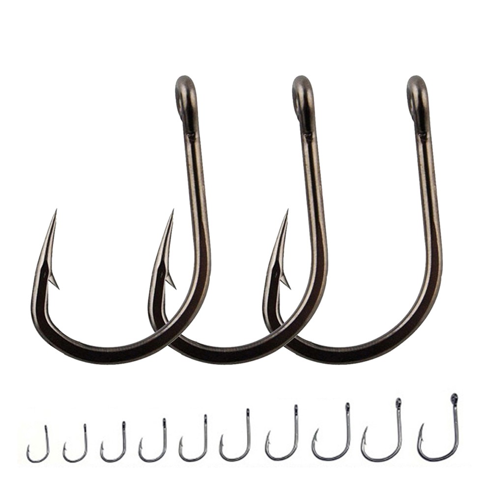 100Pcs Strong Carbon Steel Saltwater Freshwater Sharp Fishing Circle Jig Hooks