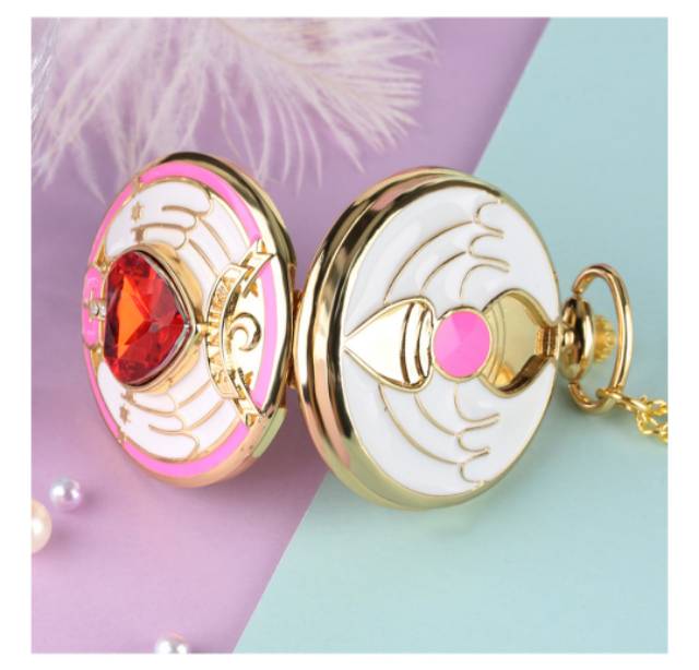 Jam pocket card captor sakura cardcaptor impor gambar 2 sisi