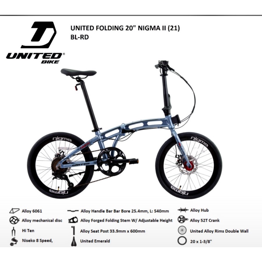 Sepeda Lipat FOLDING BIKE UNITED Nigma II Banyak Bonus