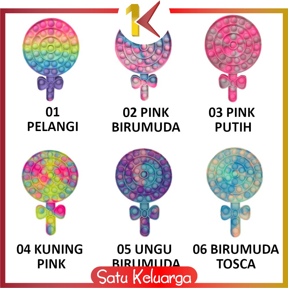 SK-M131 Mainan Pop It Rainbow Karakter Fidget Push Pop It Among Us Bulat Tik Tok Pop Its Mainan Anak-LOLIPOP