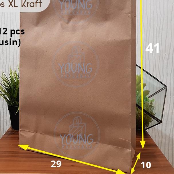 

Banyak Peminat Paper Bag / Tas Kertas XL Polos Uk.29x10x41 (1 lusin (12pcs)) 3KD,,,