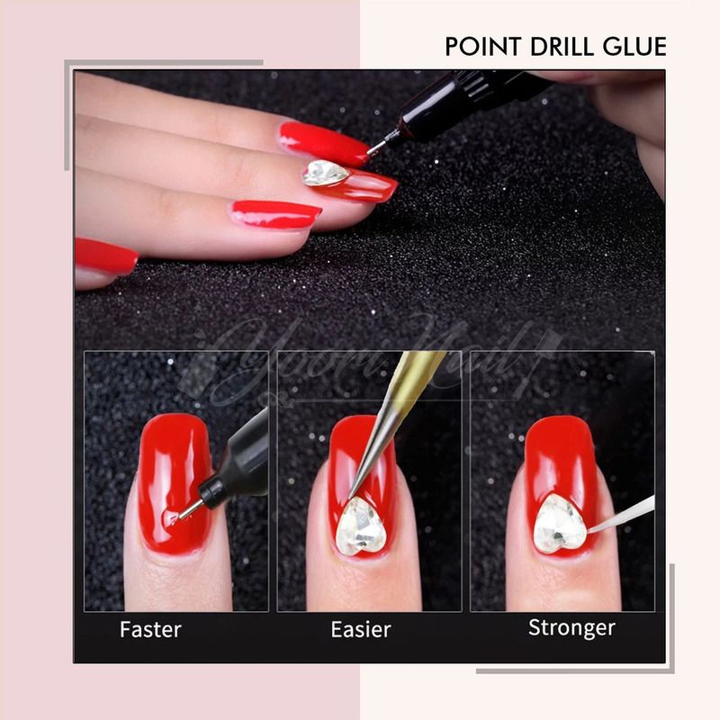 Point drill glue gel nail art rhinestones gem charm glue lem accessories kuku