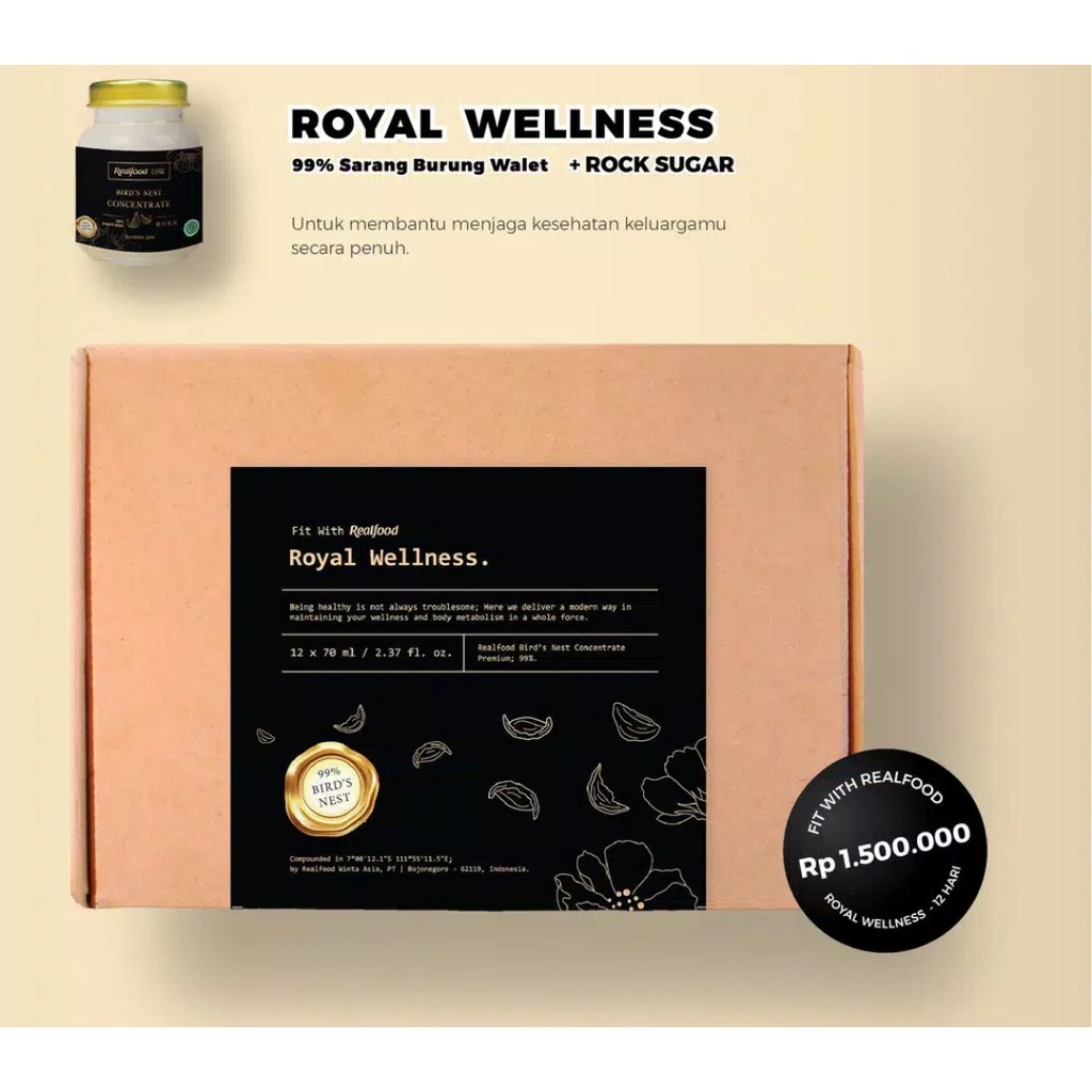 

Realfood Royal Wellness - Program 12 Hari Minuman Sarang Burung Wallet 99% dengan Gula Batu