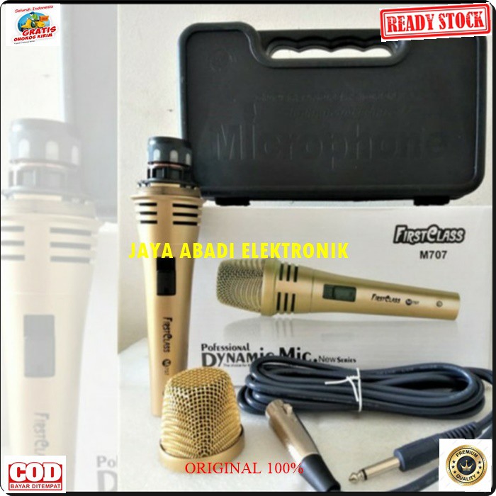 G520 MIK FIRSTCLASS KABEL DYNAMIC BAHAN BESI METAL PROFESIONAL FIRSTCLASS PRO SING CABLE KARAOKE VOKAL AUDIO SOUND MIK PENGERAS SUARA MIKROPHONE WARNA EMAS BISA BUAT SEGALA JENIS AUDIO SOUND TANPA BATERAI TINGGAL COLOK LANGSUNG NYALA LEBIH PRAKTIS