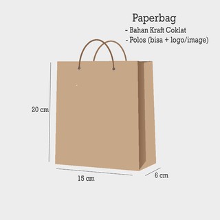 10 pcs paper bag Kraft Coklat Polos 20 x 15 x 6 untuk souvenir | Shopee