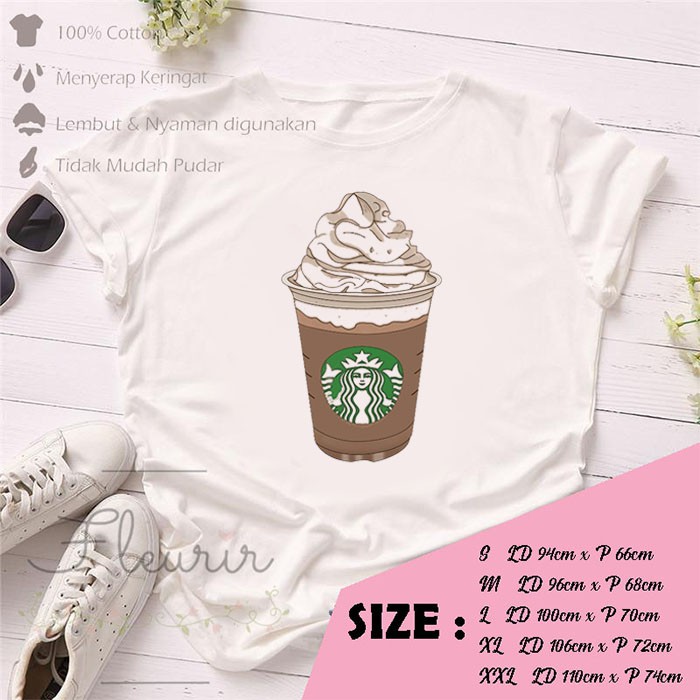 FLEURIR - KAOS STARBUCKS FRAPPE WANITA DEWASA LENGAN PENDEK TUMBLR TEE UNISEX