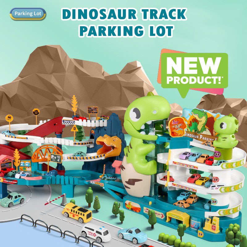 Mainan Mobil Dino Rail Parking Lot
