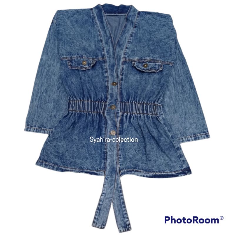 Baju Atasan Wanita Cerry Blazer Jeans Wash Denim Pakaian Dewasa