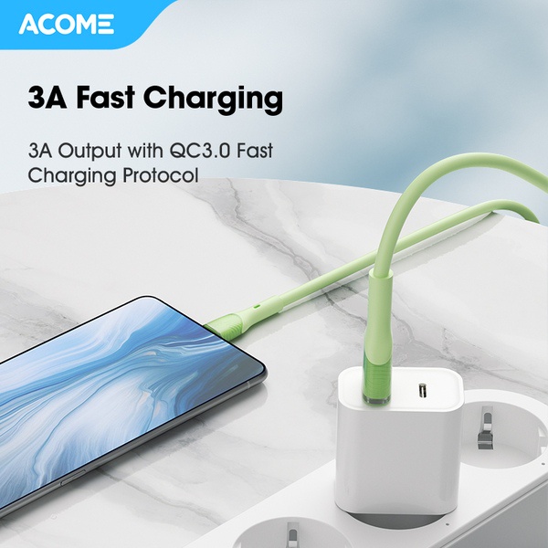 ACOME AGM010 Kabel Data Micro USB Fast Charging 3A 1 meter Seri Warna Warni Garansi Resmi 1 Tahun
