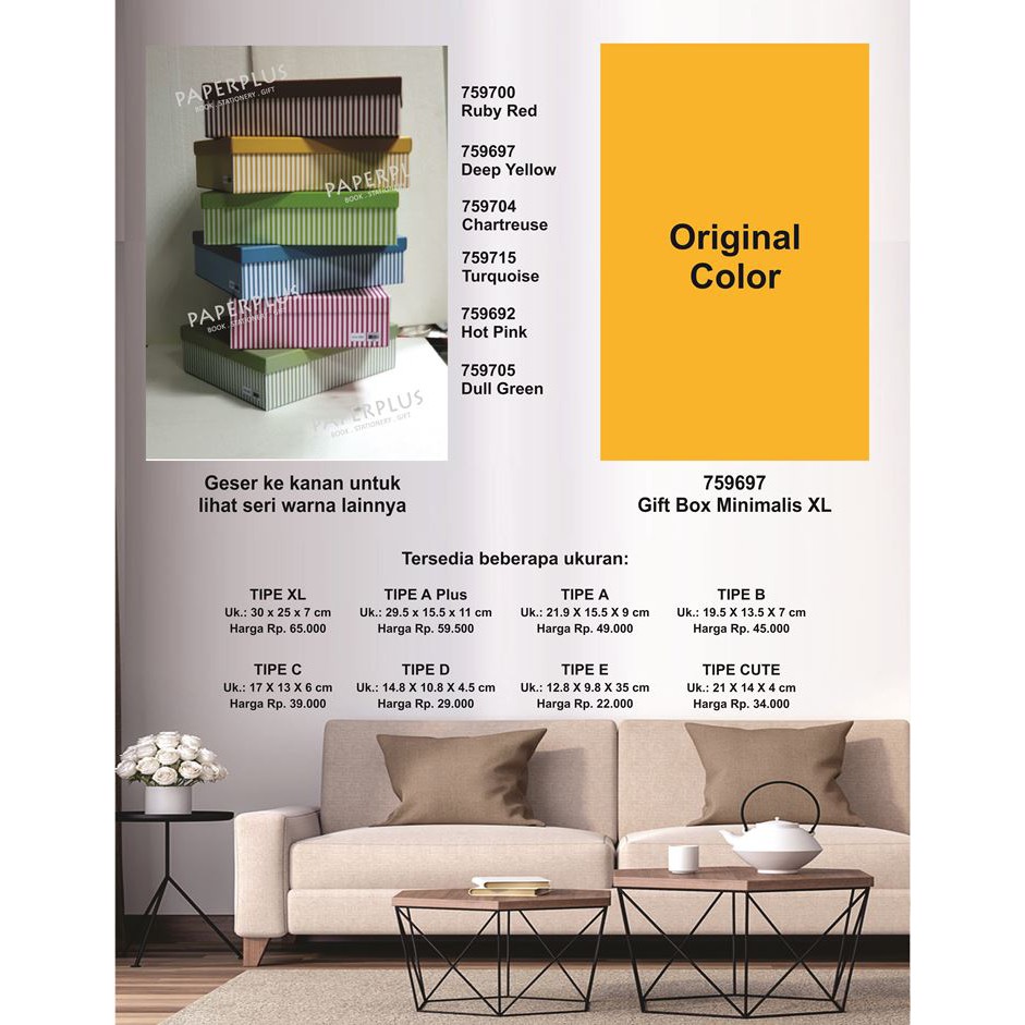

Kotak kado/Kotak Hadiah/Gift Box Minimalis XL_Garis Spectra Deep Yellow