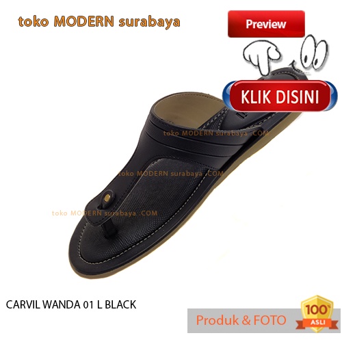 CARVIL WANDA 01 L BLACK sandal wanita casual sandal jepit flat