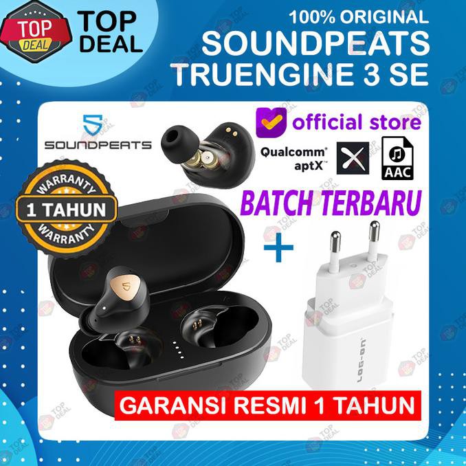 Soundpeats Truengine 3 SE ORIGINAL Wireless Earphone Headset Bluetooth - Free Adaptor