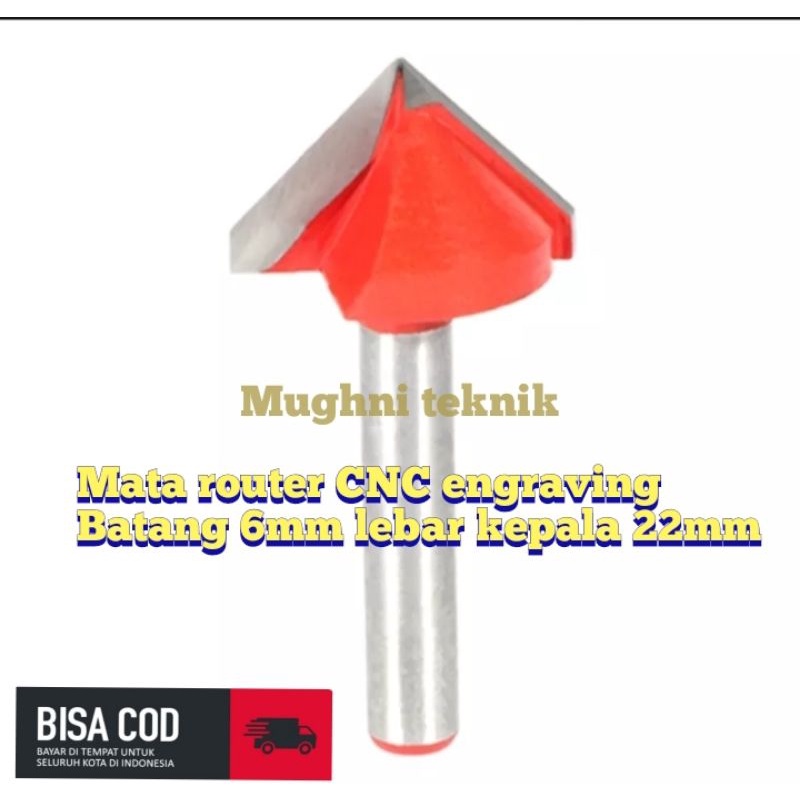 Mata router CNC engraving mata profil mata ukir model V 6mmx22mmx90 derajat