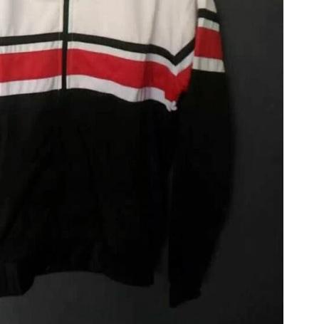 Jaket tracktop putih hitam garis merah