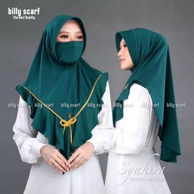 Syahira Bergo Masker (Jilbab Original by Billy Scarf Hijab Niqab Syar’i Polos Jersey Rempel Kriwil)