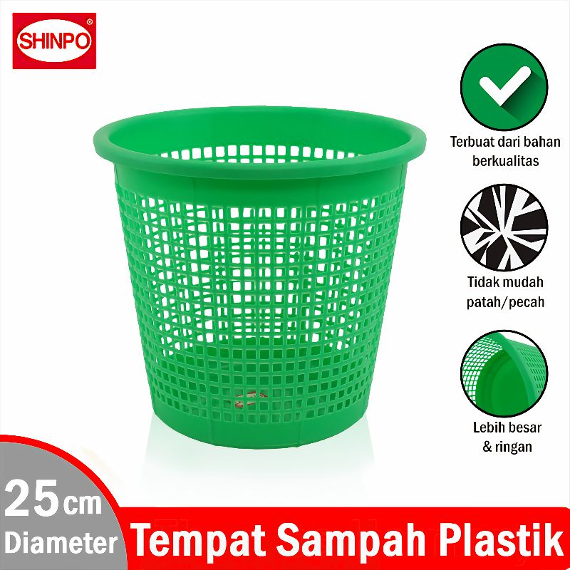 SHINPO Tempat Sampah Rumah Diameter 25 CM Plastik Trash Can Perlengkapan Rumah SPO-SIP-830 Varian Wa