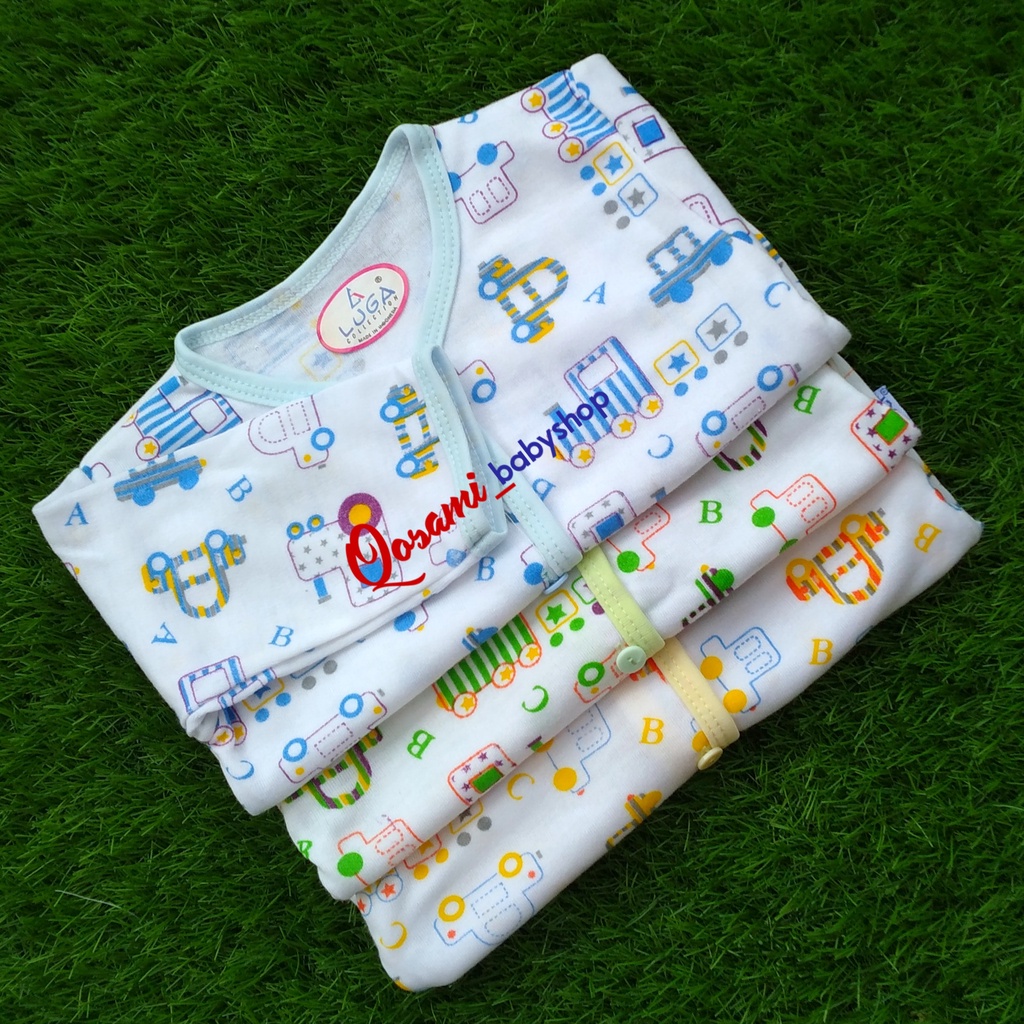 LUGA 3 pcs Baju Kancing Panjang Bayi Newborn Motif SNI