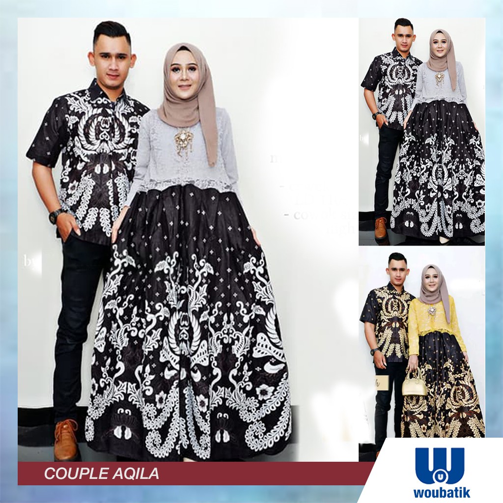 Gamis Syari Couple Aqila Gamis Brokat Mix Katun Allsize Prima Kemeja Pria Lengan Panjang Size M,L,XL