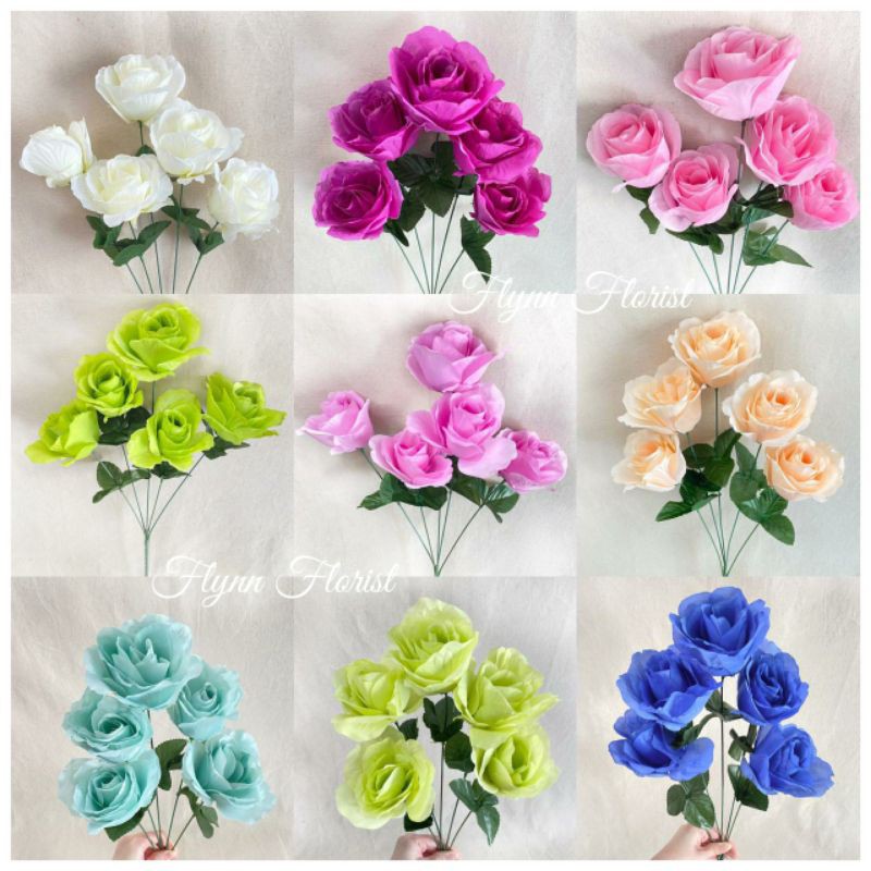 Bunga Artificial Mawar Rose Italy X5 Bunga Artificial / Bunga Plastik / Bunga Dekorasi / Pernikahan